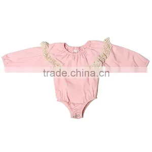 China Supplier Rompers for Baby Girl Custon Funny Baby Pink Rompers Cotton With Lace thumbnail-1