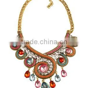 Collar Pendants Fashion Clolorful Necklace Rhinestone Jewelry for Women Dress Garment thumbnail-1