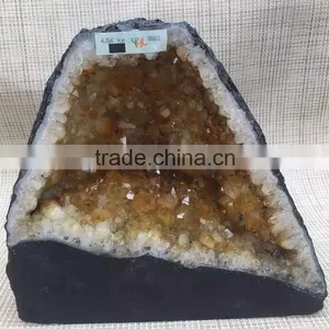 Natural Crystal Citrine Geode For Sale Medium Home Decoration thumbnail-1