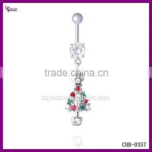 316L Surgical Steel Cz Gem Christmas Tree Navel Piercing Picture thumbnail-1