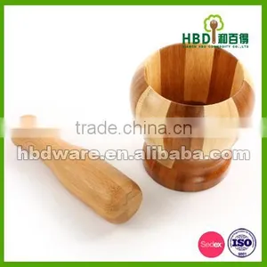 High Quality Wooded Mortar and Pestle Set Wholesale thumbnail-2