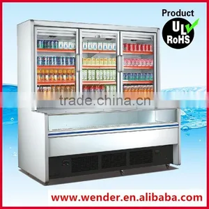 2m Supermarket Display Showcase Top Fridge and Bottom Freezer thumbnail-1