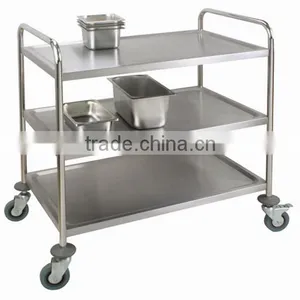 2 Tiers Stainless Steel Trolley for Restaurant or Kitchen Stainless Steel Trolley thumbnail-3