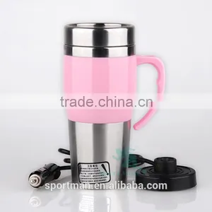 Eco-Friendly Tailored Lightweight Travel Mug With Easy-clean Lid Electric Car Heating Vacuum Flask Stainless Steel Coffee Mug thumbnail-1