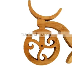 WR012/100% Bamboo Material Hot Sale Bicycle Shaped Bamboo Wine Rack thumbnail-4