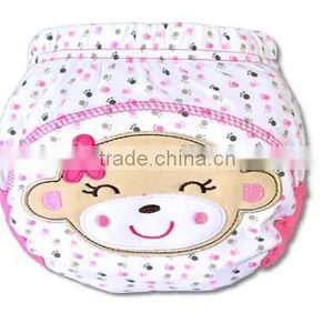 3 Layer Baby Cloth Nappy, Cute Monkey Baby Diaper, Reusable Baby Nappy, Cartoon Embroidered Training Baby Cloth Nappy, thumbnail-1