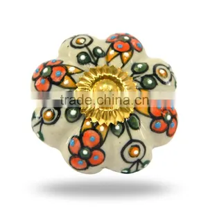 Ceramic Melon Gudhal Flower With Brass Finish thumbnail-1