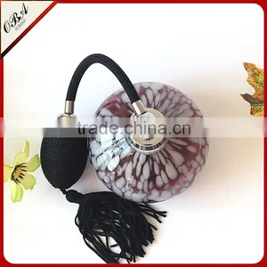 OUBOAO Handmade Circular Shape Purple Glass Airbag Sprayer Pump Perfume Bottle With White Point thumbnail-3
