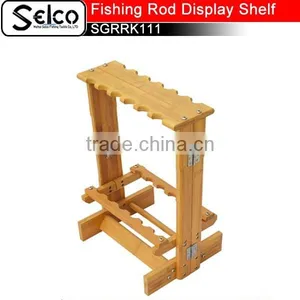 Folding Bamboo Fishing Rod Display Rack of 12pcs, Fishing Gear Shelf thumbnail-1
