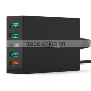 Aukey Quick Charge 2.0 54W 5 Ports USB Desktop Charging Station Wall Charger,EU Plug thumbnail-1