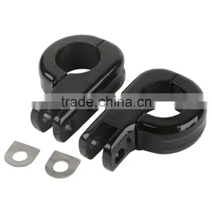 Black FootPeg Mounts for Harley 1 1/4" Engine Guard Highway Crash Bars thumbnail-3