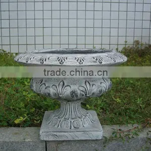 2014 Popular Tankshaped Fiber Clay Garden Flower Pot QL-213-1 thumbnail-1