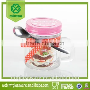 2016newest Top Grade Size Unique Honey Jars Empty Canister Jam Jar With Stainless Steel Spoon thumbnail-1