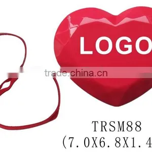 Heart Shape Custom Logo Plastic Folding Makeup Pocket Mirror thumbnail-1