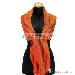 Striped Silk Scarf, Multi-color, 100% Handicraft in Vietnam thumbnail-4