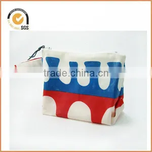 Waxed Canvas Cosmetic/Toiletry Zipper Pouch (Red, White and Blue) By Chiqun Dongguan CQ-H02002 thumbnail-1
