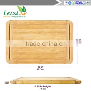 Bamboo Cutting Board and Serving Tray With Juice Groove - Extra Large 18 x 12 Inches - Made Using Premium Bamboo thumbnail-1