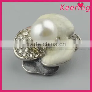Decorative Fashionable Alloy Flower Pearl Metal Rhinestone Button WBK--1494 thumbnail-3