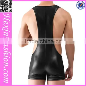 Black Men Leather Jumpsuit Club Wear NO MOQ thumbnail-2