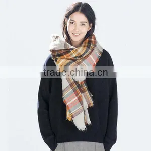 Bulk Wholesale New Early Spring Female and Male Scarf 5 Colors Printed Grid Fake Imated Cashmere Material Adult Cappa thumbnail-1