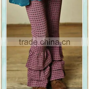 Yi wu Wholesale Children Girls 3 Layers Bottom Long Compression Pants Copper Pattern Wine Red thumbnail-1