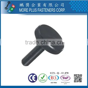 Made in Taiwan Steel Knurled Thumb Screw Flat Head Black Oxide thumbnail-1