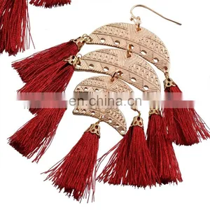 Hot Sales Multilayer Moon Metal Boho Earrings With Small Tassels thumbnail-4