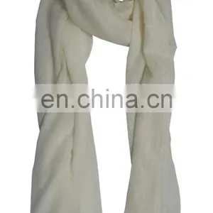 Gauze Pashmina Wool,Plain Ivory Colour Shawl,stole,scarves thumbnail-1