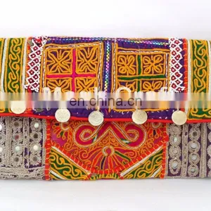 INDIAN BANJARA HIPPIE CLUTCH TRADITIONAL BOHEMIAN ETHNIC PURSE-AFGHANI BANJARA COIN CLUTCH PURSE thumbnail-3