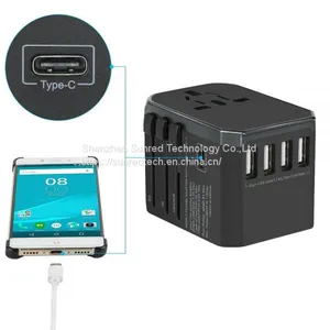 Newest Type C 3.0A Fast USB Chargers 8A Fuse Portable World Travel Adapter 5V Adaptor Multi Plug Outlet thumbnail-4