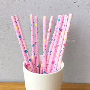 Pink Star Pattern Decorative Paper Straws thumbnail-1