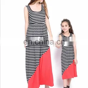 2019 Stripes Long Dress Little Girls Adult Children Matching Wholesale Mommy and me Dresses (this Link for Girls,1-12years) thumbnail-5