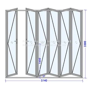 Building House Aluminum Folding Doors Aluminum Extrusion Bar Adouble Glass Folding Door thumbnail-3
