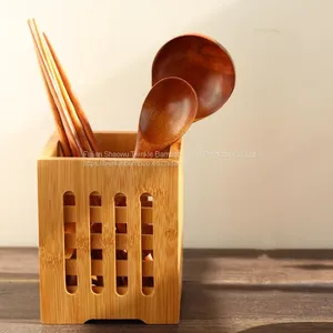 Bamboo Utensil Set With Bamboo Holder /bamboo Storage Holder Kitchen Countertop Utensil Storage Bamboo Utensils With Holder thumbnail-2
