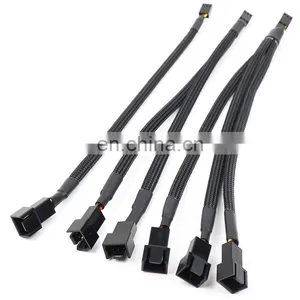Black 4 Pin Pwm Fan Cable 1 To 2/3/4 Ways Splitter Black Sleeved 27cm Extension Cable Connector PWM Extension Cables thumbnail-1