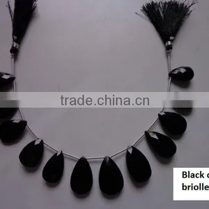 Blackl Onyx All Color Chalcedony Briollete Step Cut Drops Gemstones Cabochon Calibrated thumbnail-1