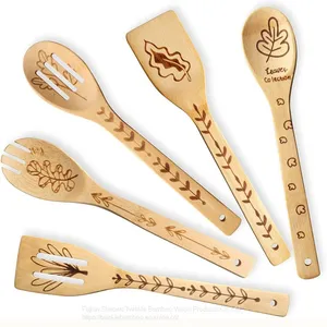 Christmas Gift for Family,bamboo Wood Utensil Set Engraved Kitchenware Customized thumbnail-1