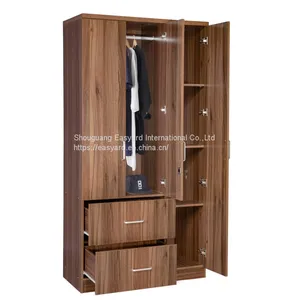 Wood Structure Bedroom Furniture Three Door Wardrobe Amoire thumbnail-1