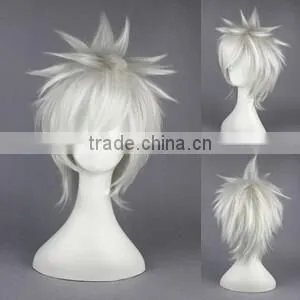 High Quality 35cm Short Straight DEATH NOTE Wig Nate River White Synthetic Anime Wig Cosplay Costume Hair Wig Party Wig thumbnail-2