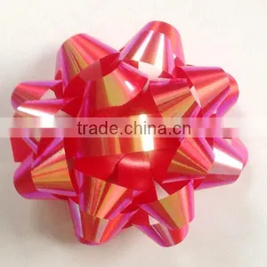 Iridescent Handmade Star Ribbon Bow, Artificial Plastic Ribbon Bow,Pull Ribbon Bow thumbnail-1