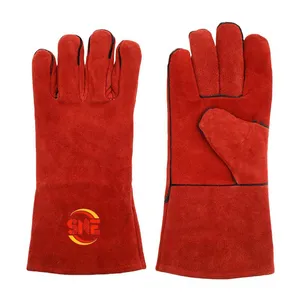 Snellsafety Custom Logo Printed Men Leather Cow Split Leather Heat Protection Building Welding Gloves thumbnail-4
