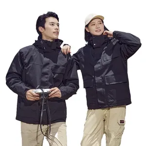 Men's and Women's Three in One Detachable Winter Solid Outdoor Two-piece Set, Waterproof, Windproof, Thick Fleece Mountaineering Jacket thumbnail-4