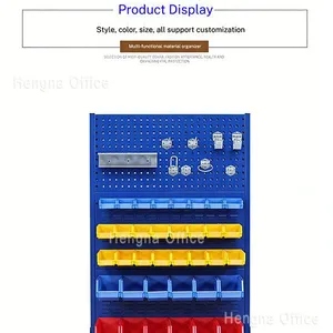 Mobile Pegboard Tool Storage Rack With Parts Bins — Rolling Workshop Cart on Wheels thumbnail-1