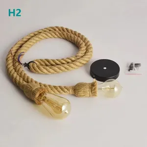 E26 E27 Jute Rope Electrical Cables Factory Vintage Hanging Lamp Hemp Rope Pendant Lights thumbnail-3