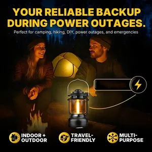 Vintage LED Camping Lantern Rechargeable 7 Modes Stepless Dimming IPX4 Waterproof Ambient Tent Light for Outdoor Camping Emergency thumbnail-4