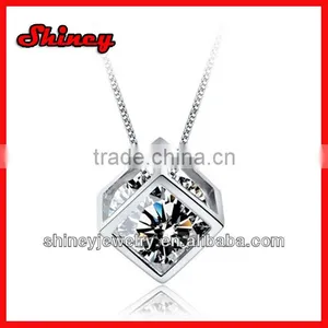 Factory Wholesale Stock Cheap Caged Diamond Cube Necklace thumbnail-1