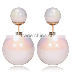 2016 Fashion Jewellery Trends Korea Colorful Double Ball Designs Stud Earrings thumbnail-3