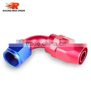 Aluminum Oil Cooler Fitting 90 Degree Resuable Hose End Fuel Line Hose End Fitting Adaptor Cutter Shape Blue and Red 40-090-10 thumbnail-2