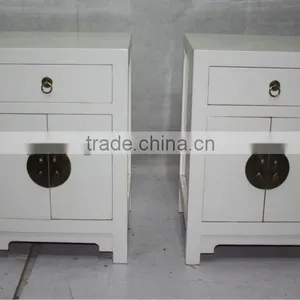Chinese Reproduction White Bedside Small Cabinet thumbnail-1