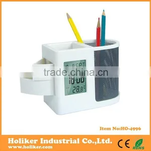 Multifunction Desktop Digital Pen Holder Clock thumbnail-1
